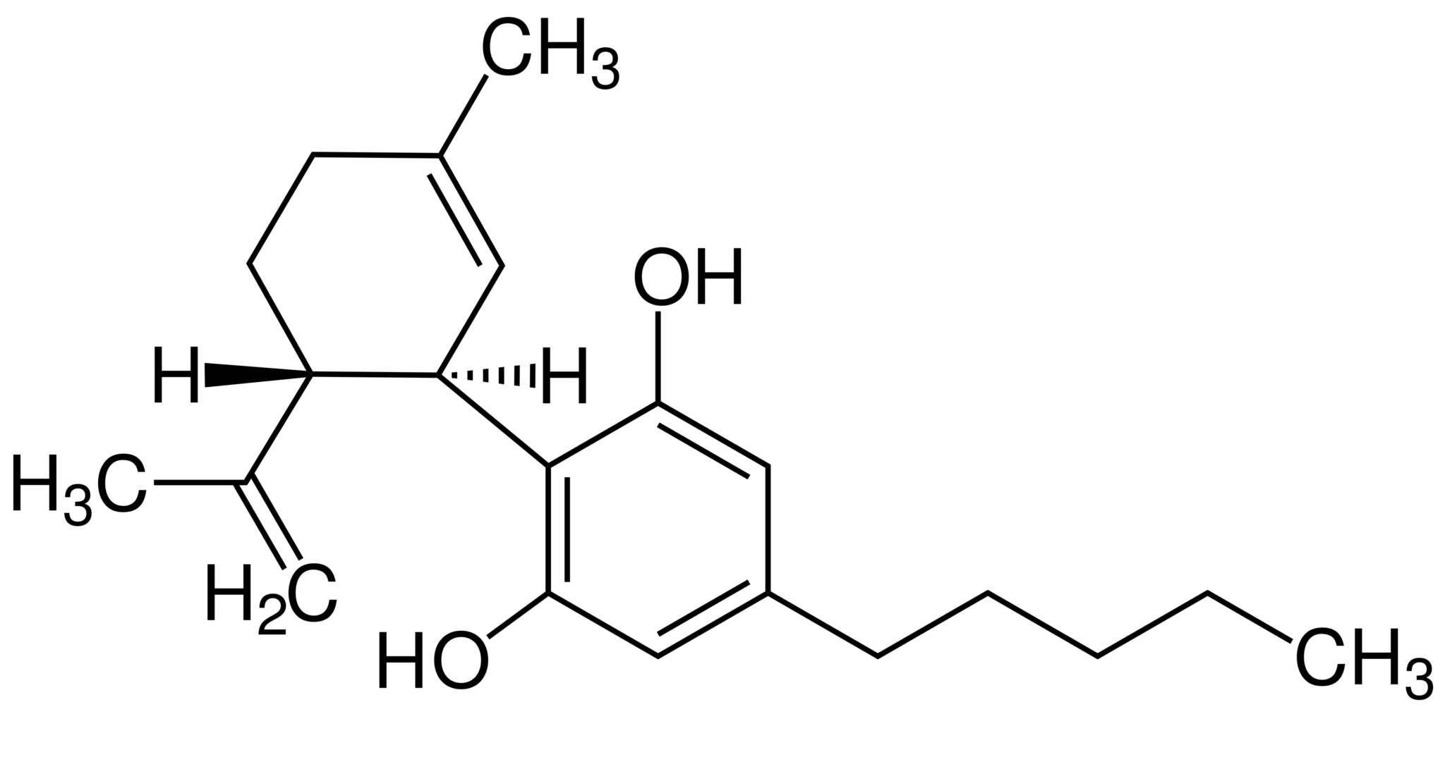 Cannabidiol Structural formula V1.svg