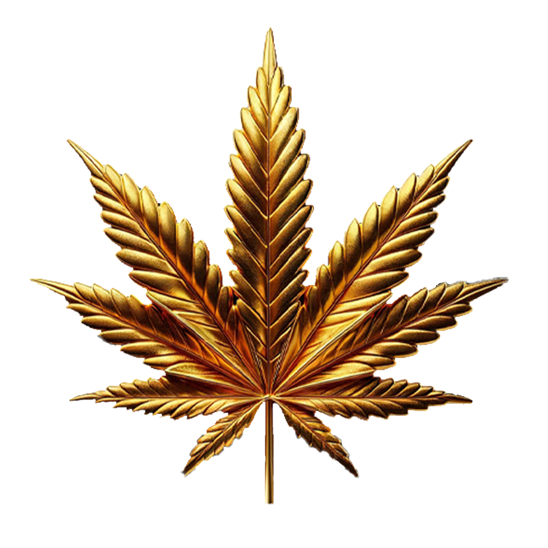 goldenes FlowerPowerCBD Blatt fürs Impressum